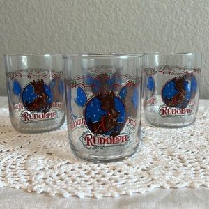 Vintage Set of 4 Rudolph Drinking Glasses